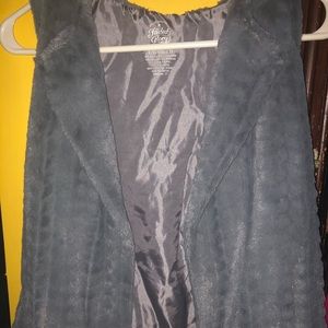 Grey faux fur girls vest with silver belt